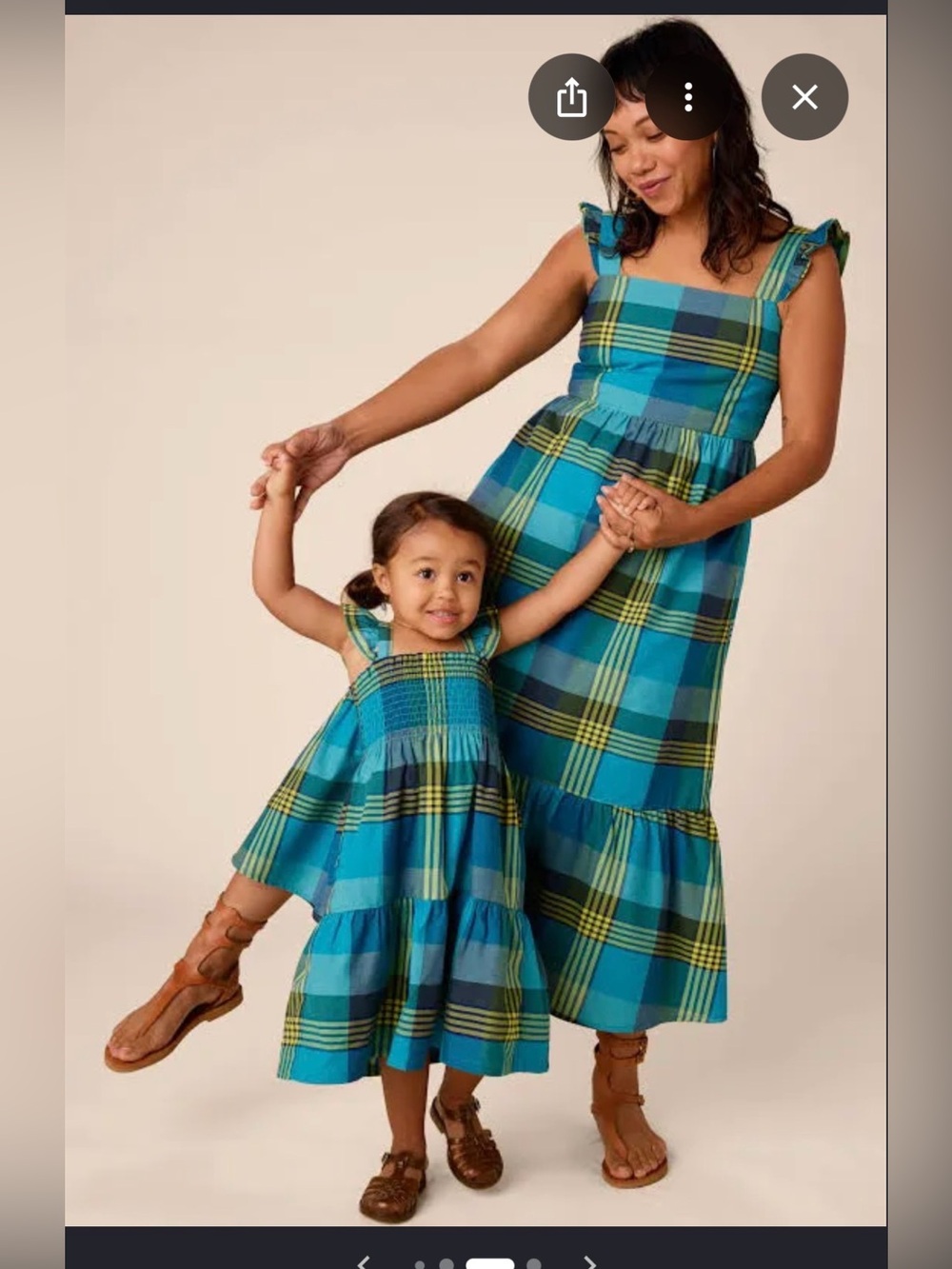 Maxi Flutter Sleeve Dresses for Mommy and me in Amazonian plaid - Picture 4 of 5